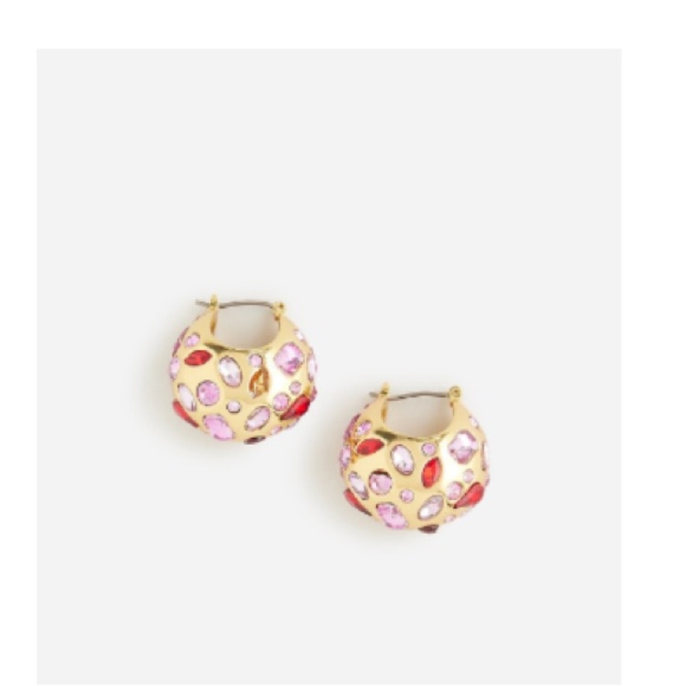 Crystal studded huggie hoops